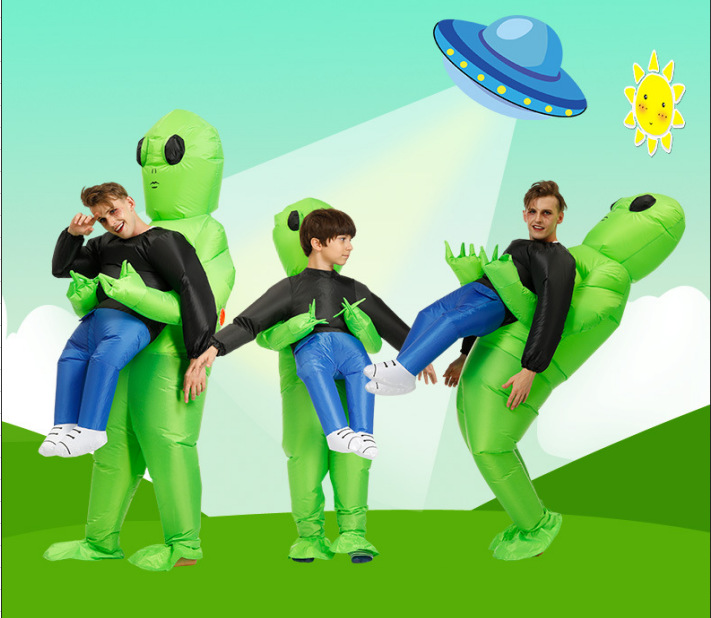 2021 new design popular halloween Christmas Funny cosplay mascot inflatable shiny green kids adult alien costume